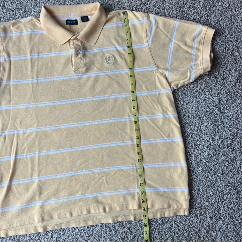 Men’s Yellow Izod Golf Shirt Size XXL Collared Striped B9